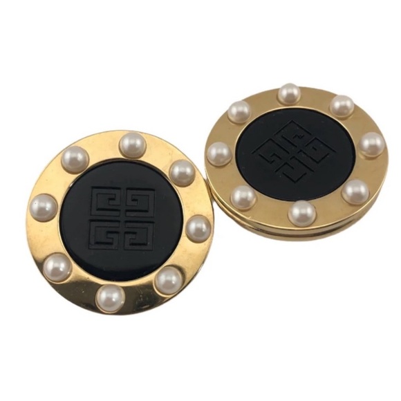 Givenchy Jewelry - Givenchy Vintage Haute Couture Disc clip on earrings with gold tone faux pearls